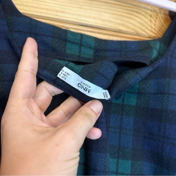 MNG BASICS by mango green & blue Plaid size 4 dress - Picture 4 of 5